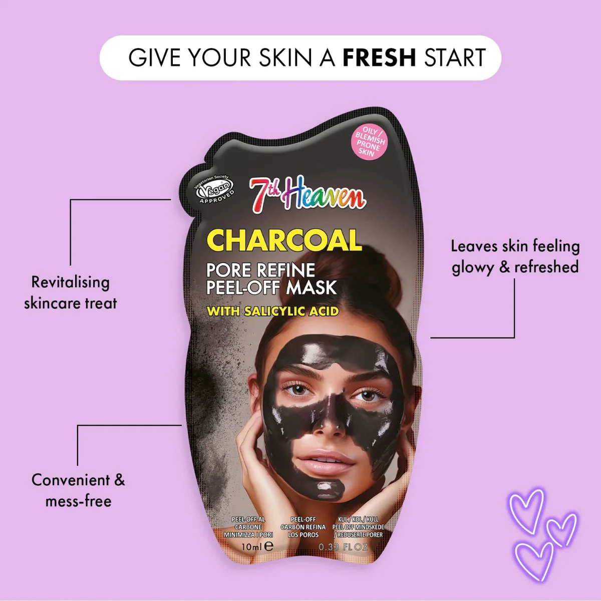 7th Heaven Charcoal Pore Refine with Salicylic Acid Peel Off Mask 50ml - Image 2