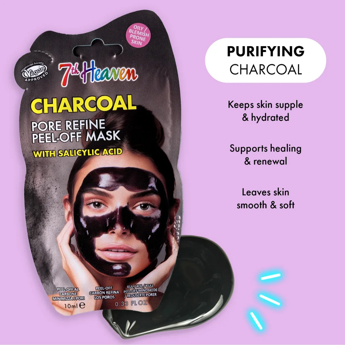 7th Heaven Charcoal Pore Refine with Salicylic Acid Peel Off Mask 50ml - Image 3