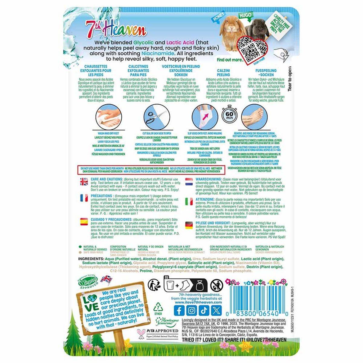 7th Heaven Exfoliating Foot Peel Socks - Image 2