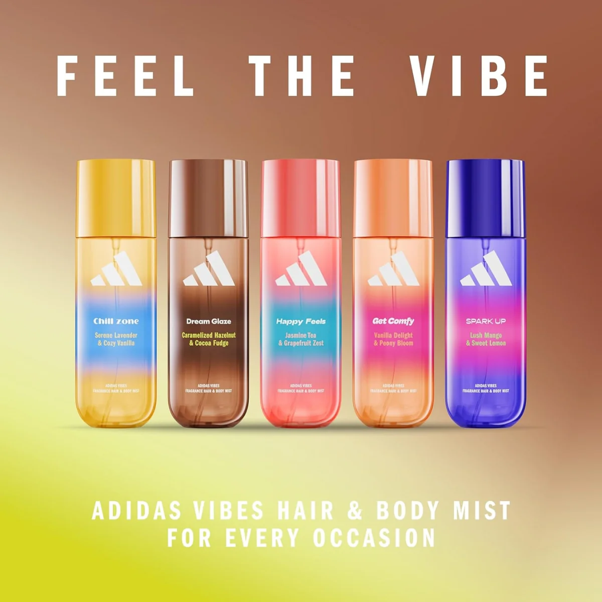 Adidas Vibes Dream Glaze Hair & Body Mist Caramelized Hazelnut & Cocoa Fudge 236ml - Image 5