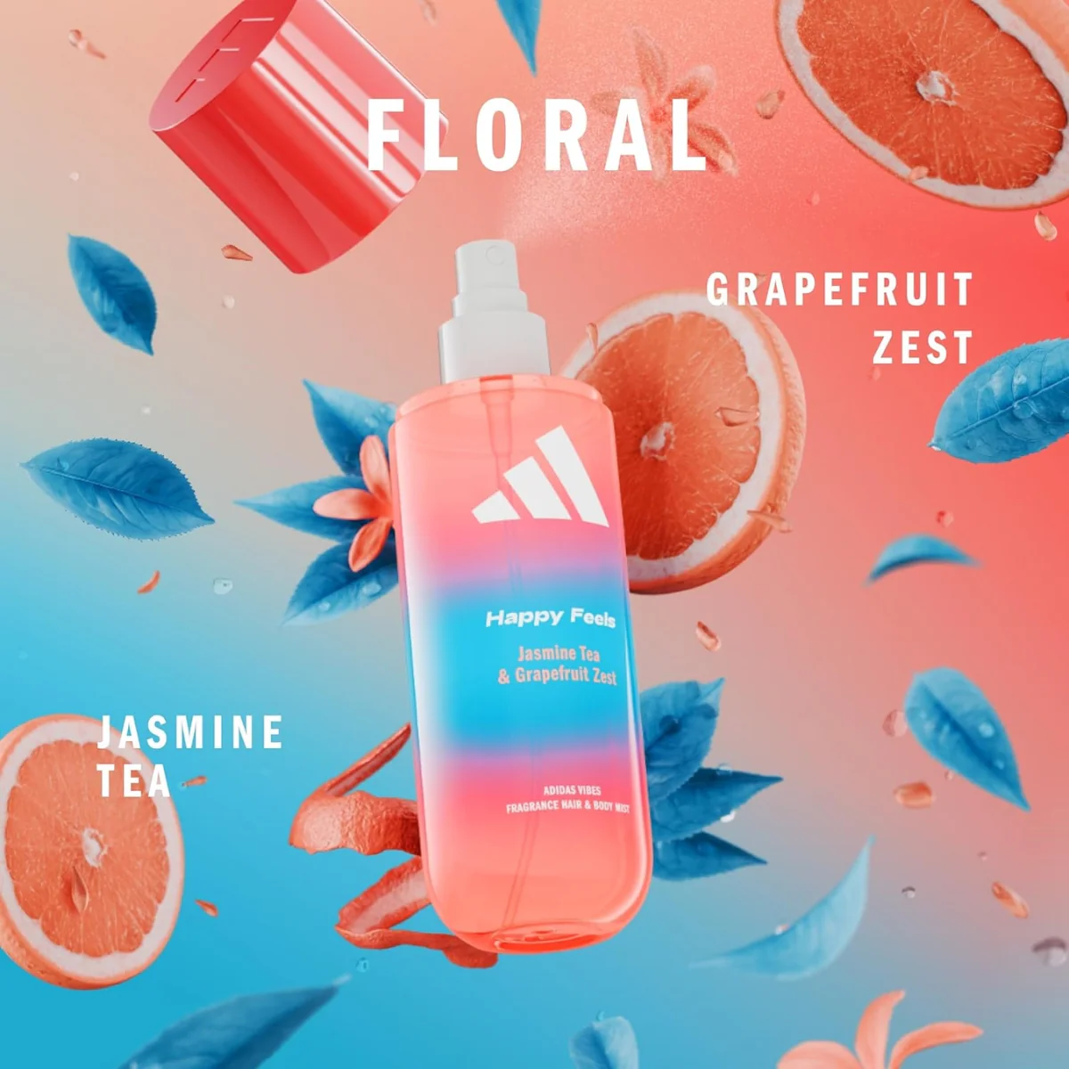 Adidas Vibes Happy Feels Hair & Body Mist Jasmine Tea & Grapefruit Zest 236ml - Image 2