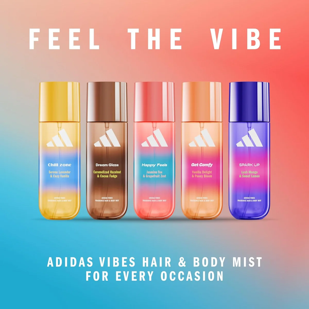 Adidas Vibes Happy Feels Hair & Body Mist Jasmine Tea & Grapefruit Zest 236ml - Image 5