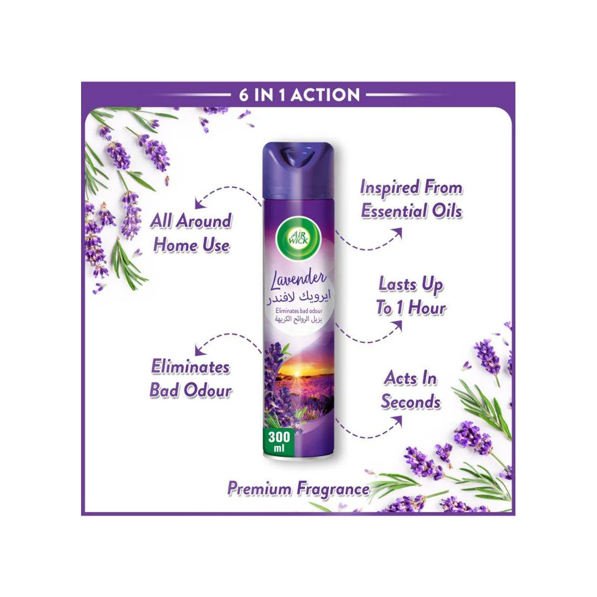 Air Wick Air Freshener Aerosol Spray Lavender 300ml - Image 3