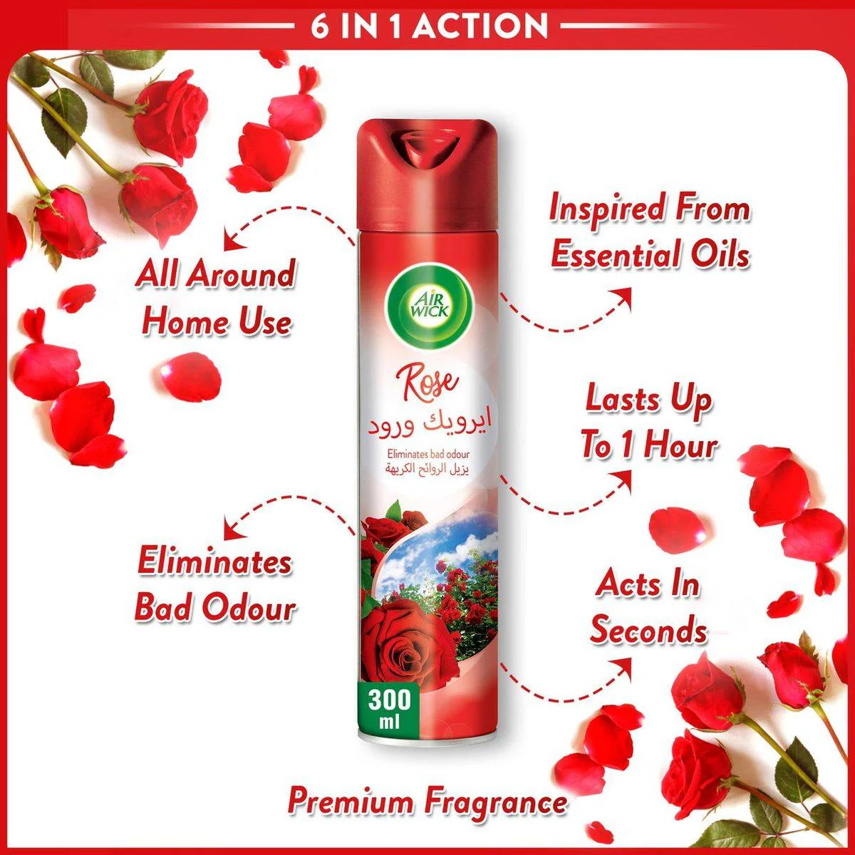 Air Wick Air Freshener Aerosol Spray Rose 300ml - Image 3