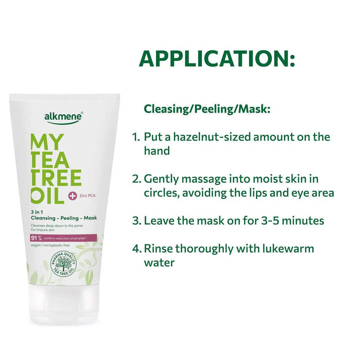 Alkmene Tea Tree Oil 3 In 1 Cleansing Peeling Mask 150ml - Image 4