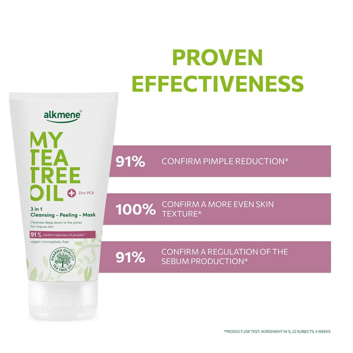 Alkmene Tea Tree Oil 3 In 1 Cleansing Peeling Mask 150ml - Image 6