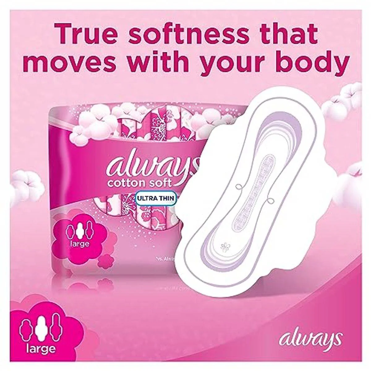 Always Cotton Ultra Thin Large 16 Count - Image 3