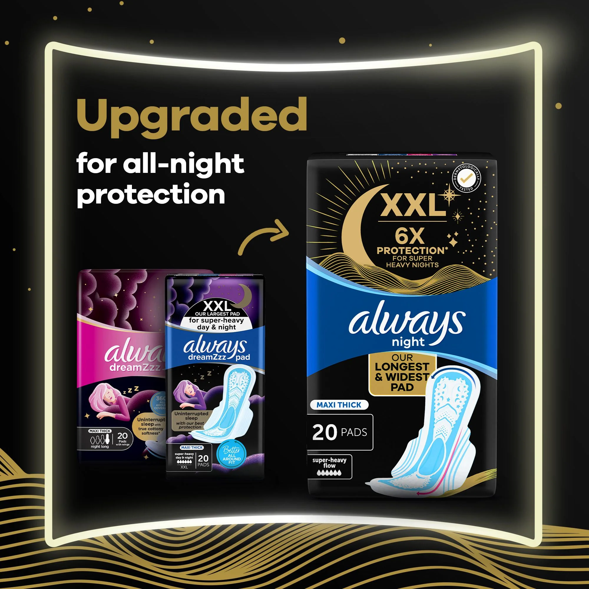 Always Sanitary Pads Maxi Thick Night+ 20 Count - Image 6