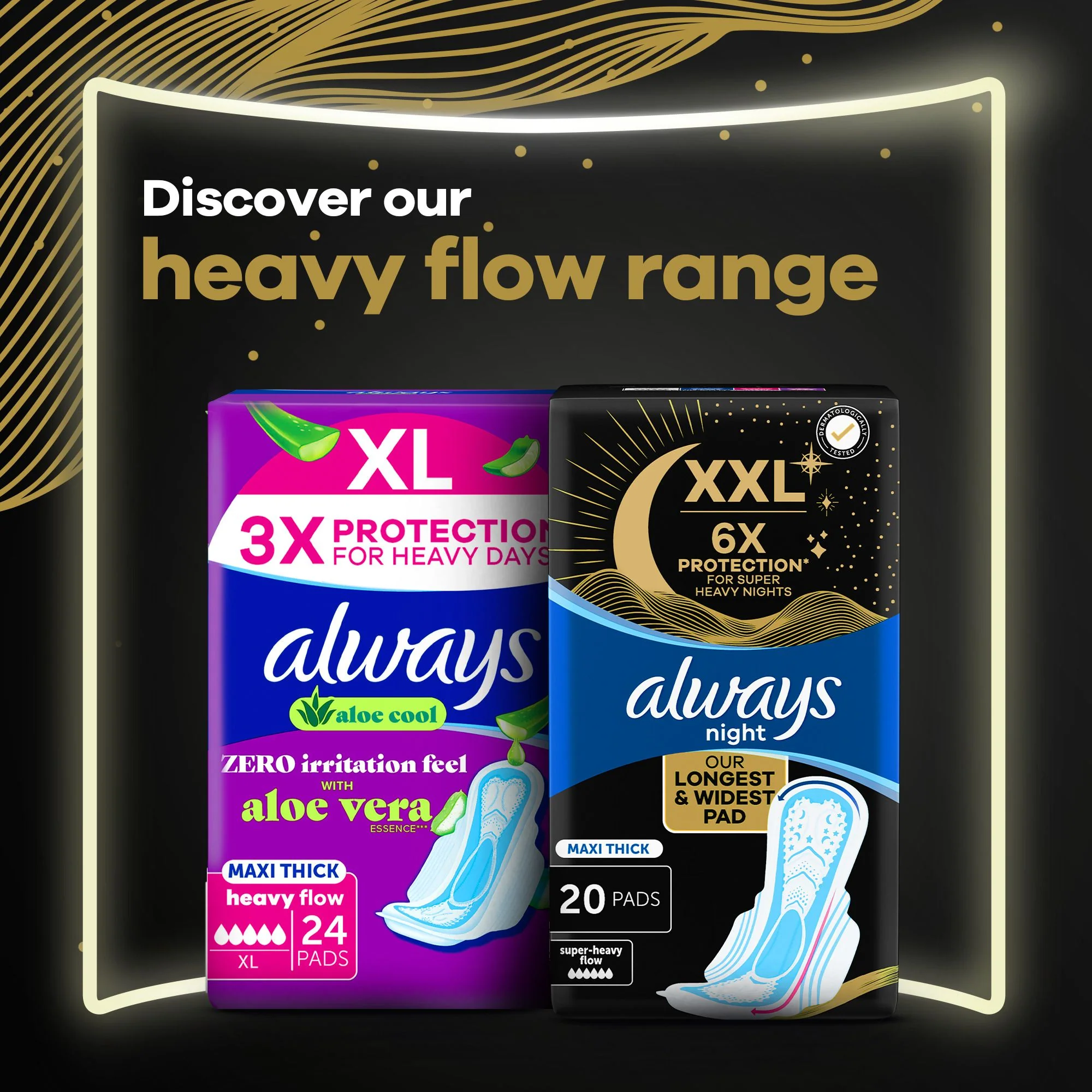 Always Sanitary Pads Maxi Thick Night+ 20 Count - Image 7