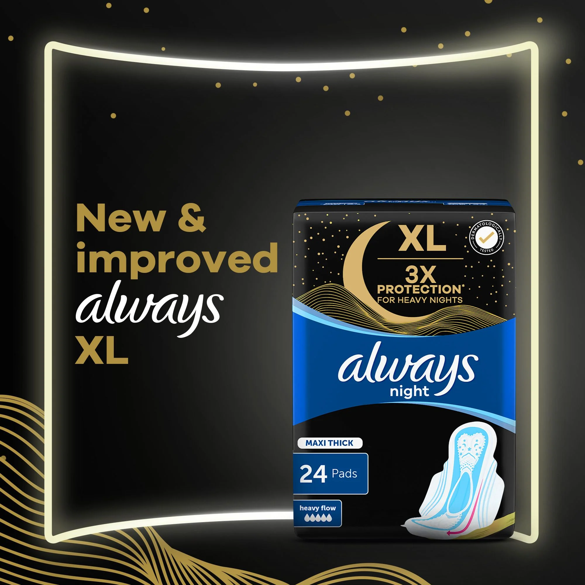 Always Sanitary Pads Maxi Thick Night 48 Count - Image 2