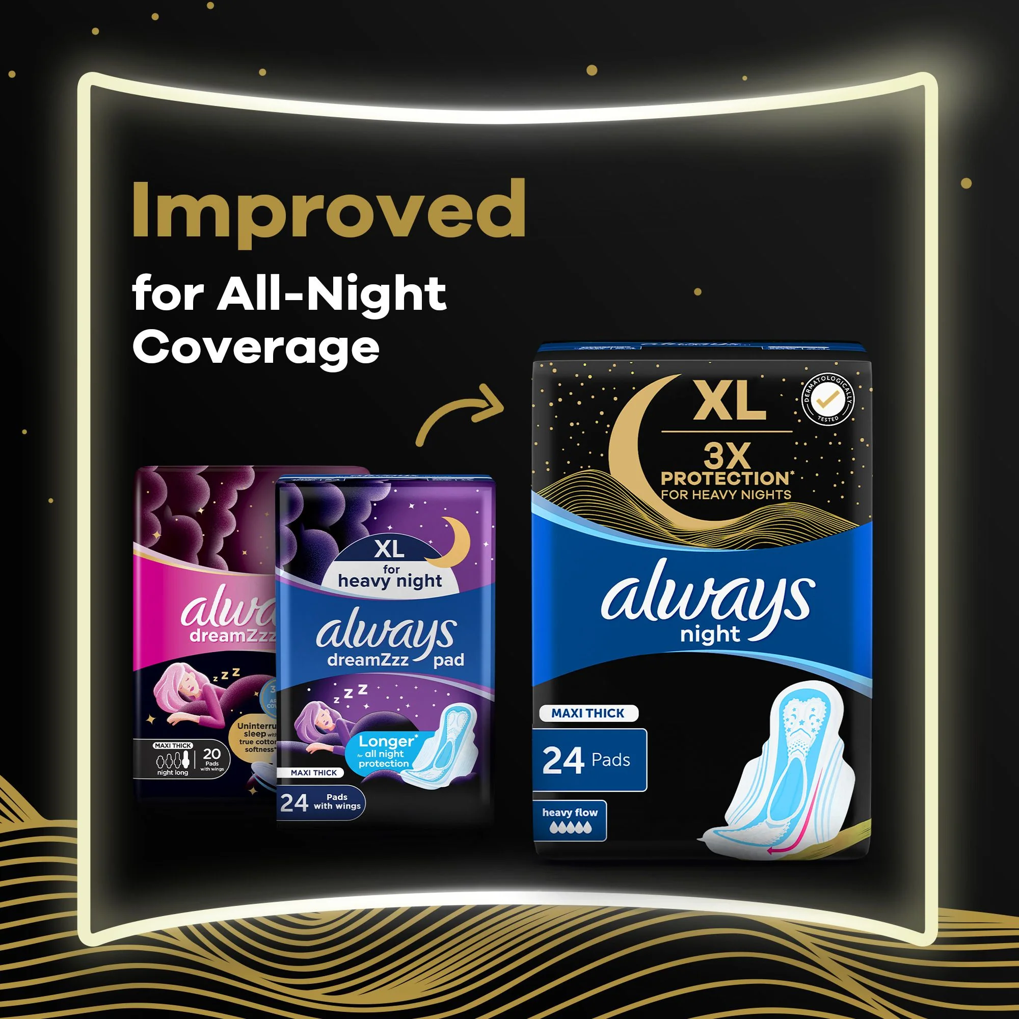 Always Sanitary Pads Maxi Thick Night 48 Count - Image 5