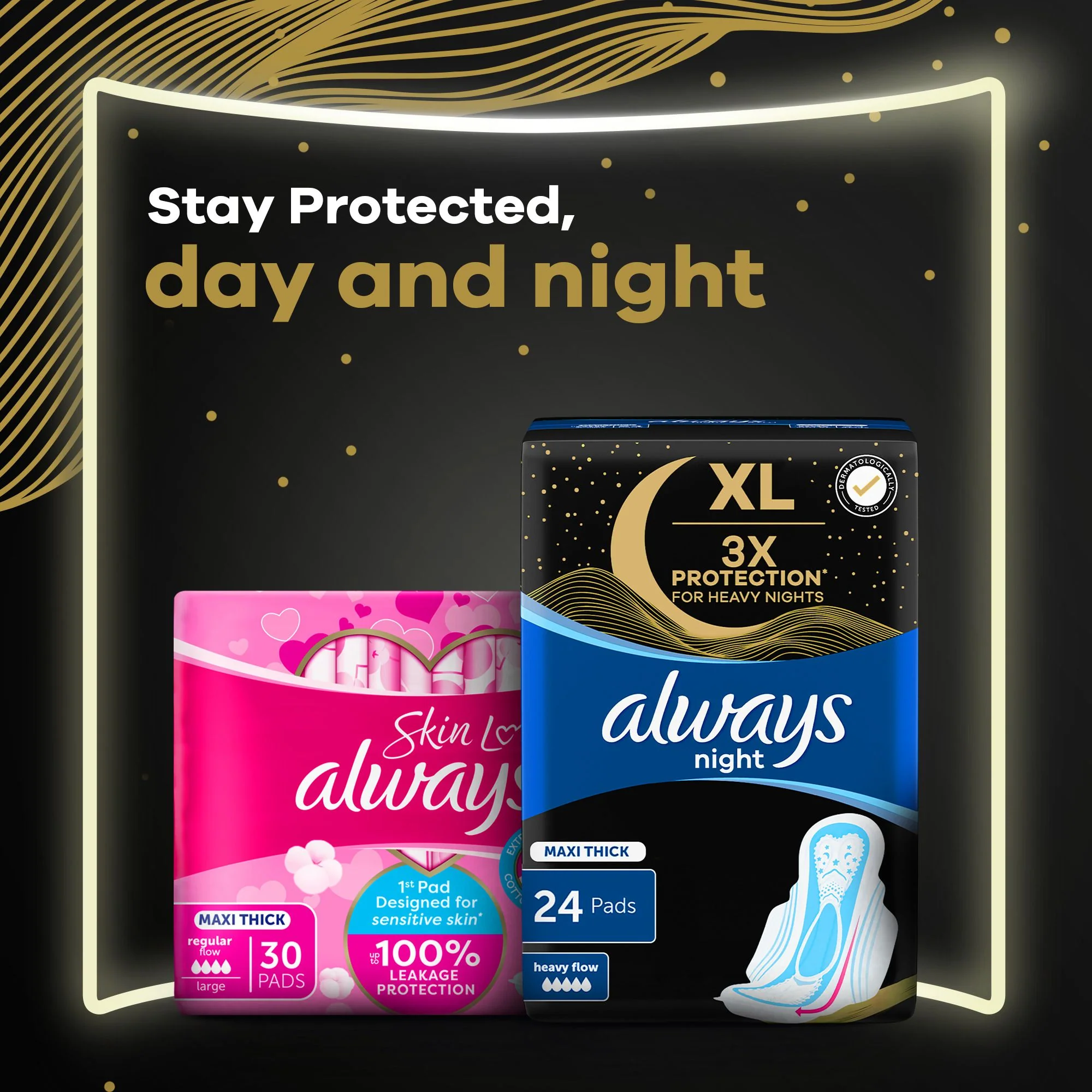 Always Sanitary Pads Maxi Thick Night 48 Count - Image 6