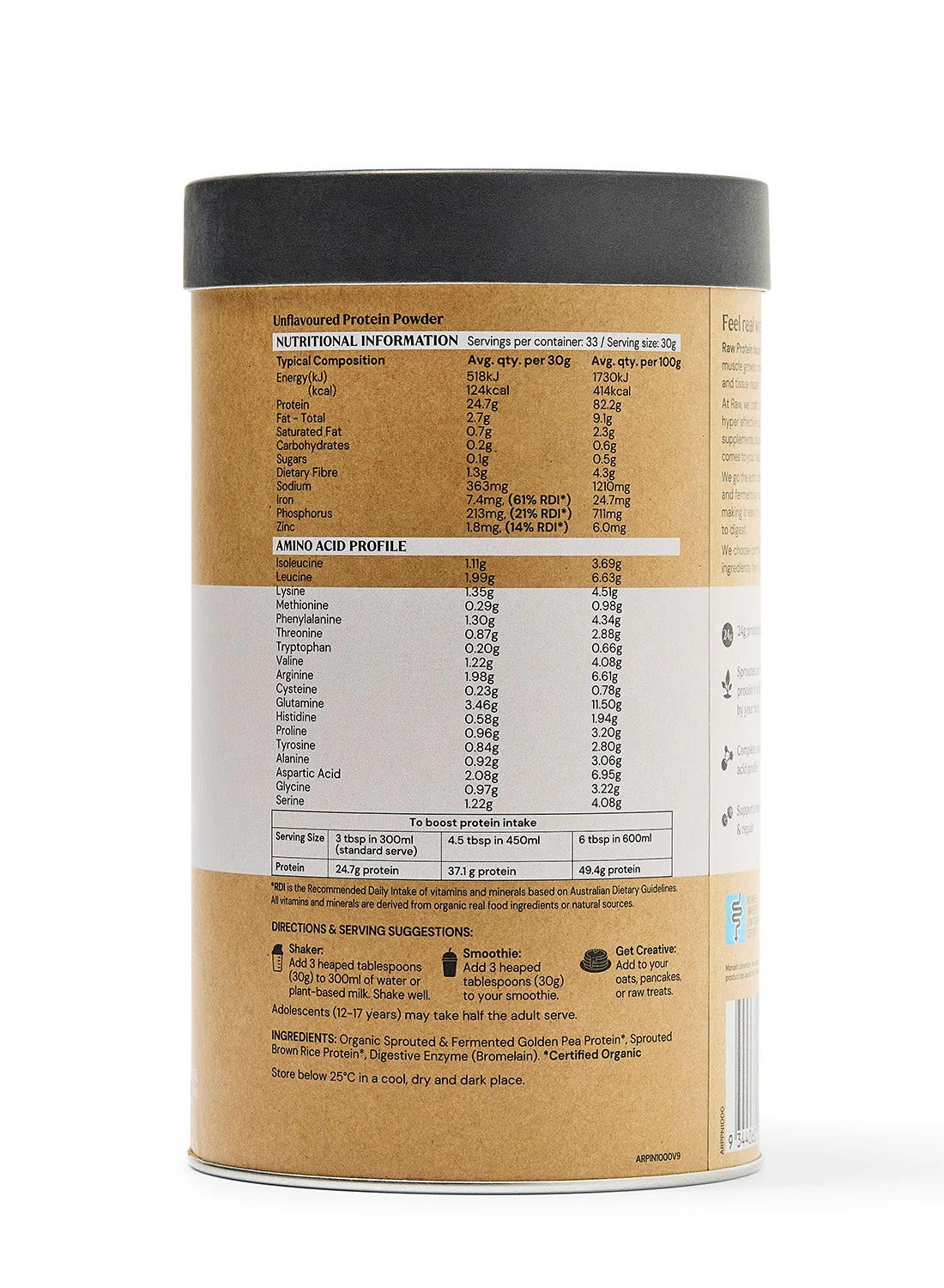 Amazonia RAW Protein Isolate Natural 1kg - Image 2