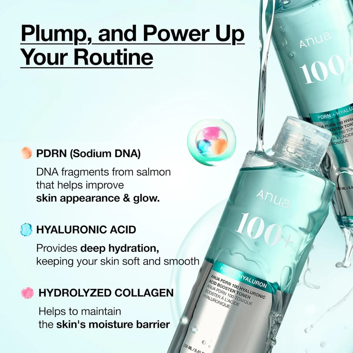 Anua 100+ PDRN + Hyaluronic Acid Booster Toner 250ml - Image 3