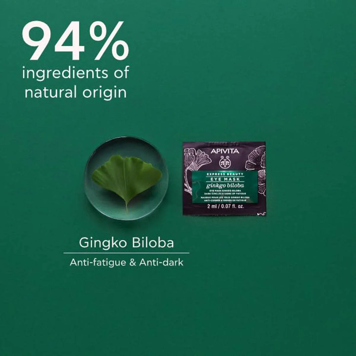 Apivita Express Beauty Eye Mask Ginko Biloba 2ml 2 Packs - Image 3