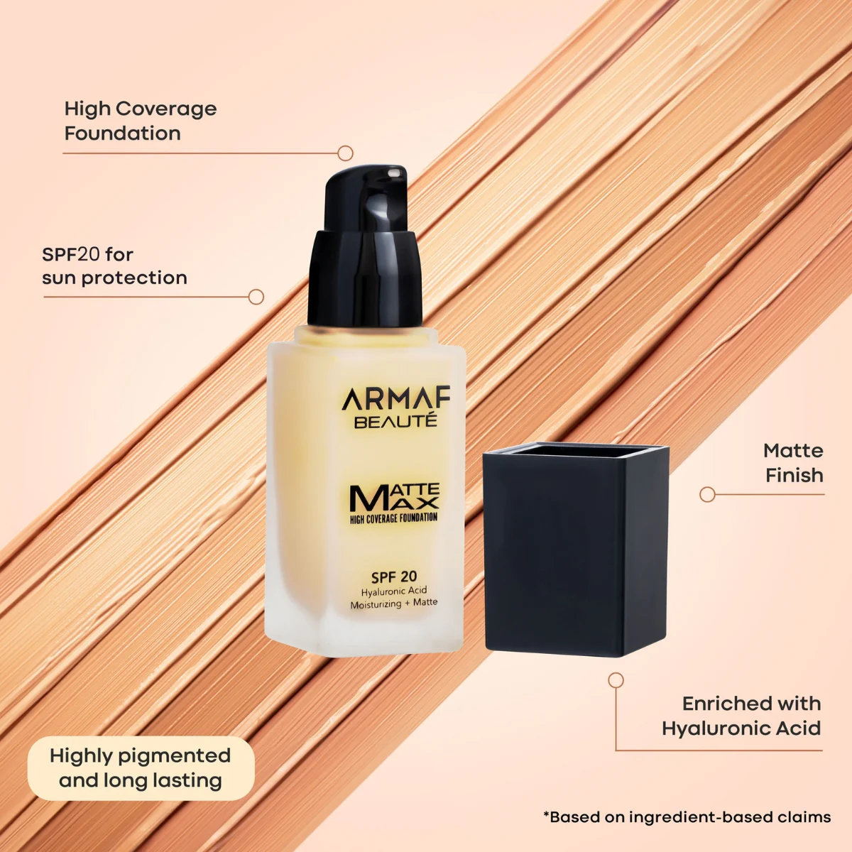 Armaf Beaute Matte Max High Coverage Foundation SPF 20 06 Pecan 30ml - Image 5