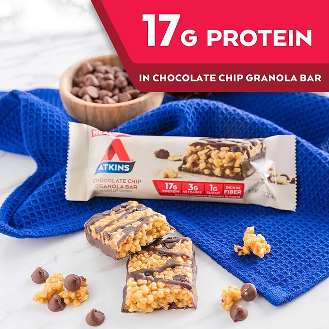 Atkins Meal Protein Bar Chocolate Chip Granola Bar 48g - Image 3