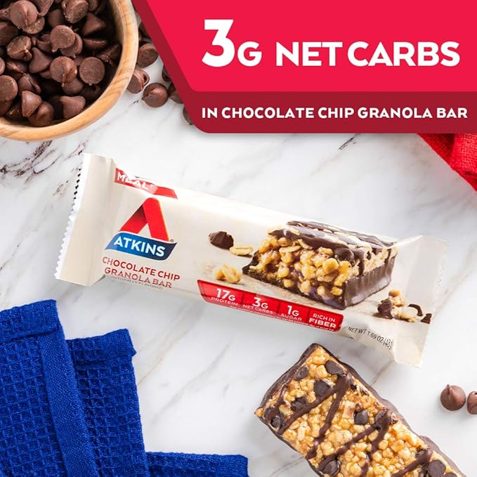 Atkins Meal Protein Bar Chocolate Chip Granola Bar 48g - Image 4