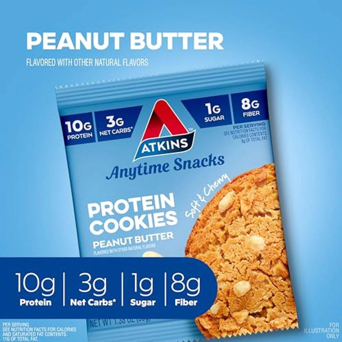Atkins Snack Protein Cookies Peanut Butter 39g - Image 2