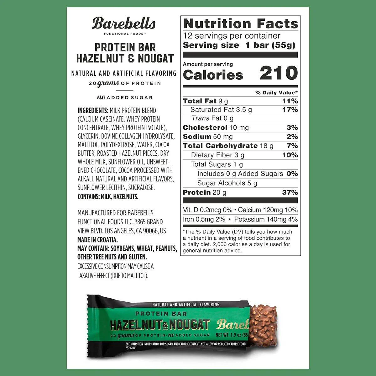 Barebells Hazelnut Nougat Protein Bar 55g - Image 3