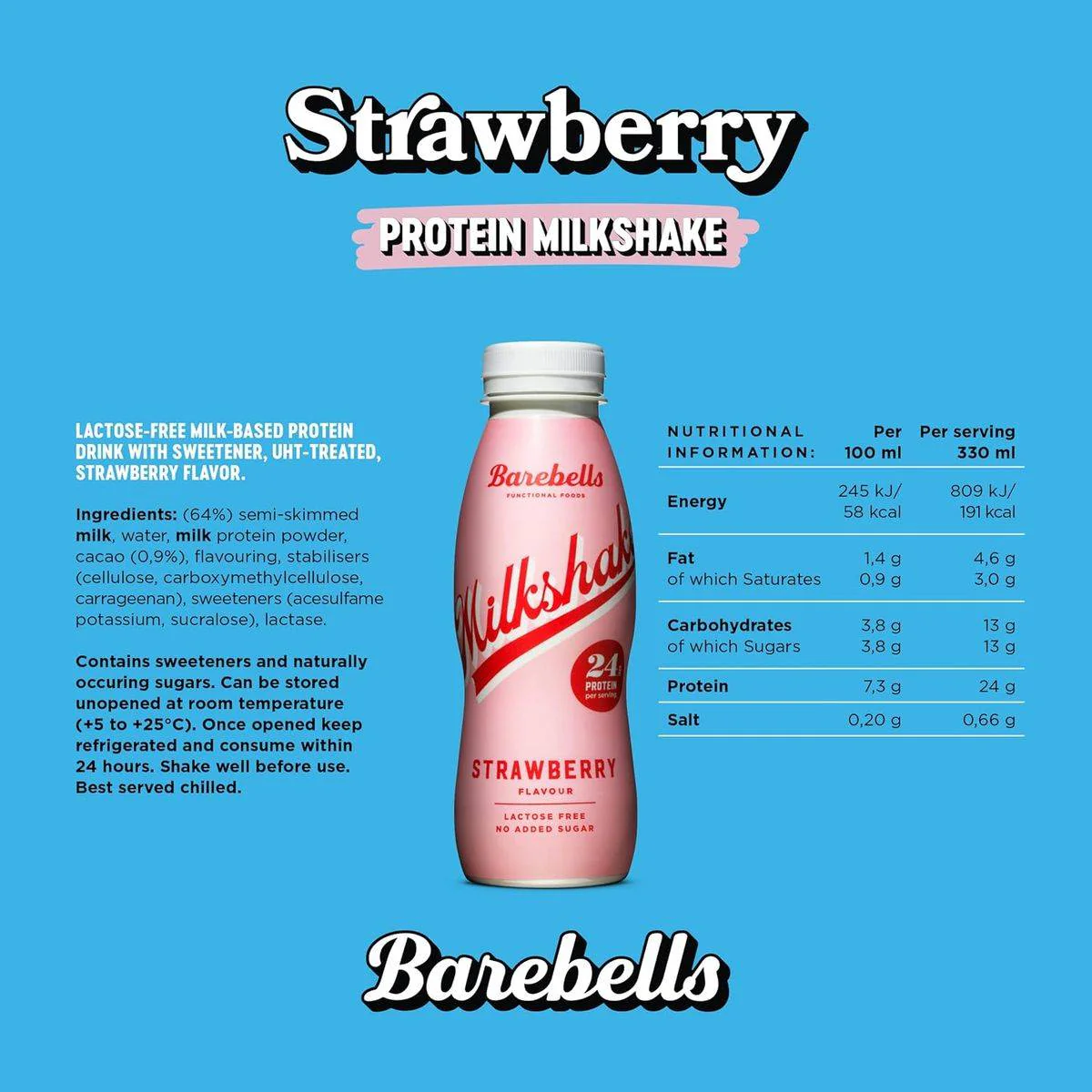 Barebells Protein Milkshake Strawberry 330ml - Image 4