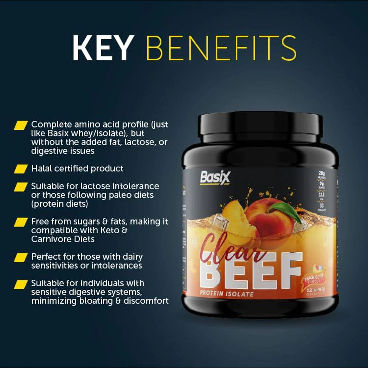 Basix Clear Beef Protein Isolate Peach Ice Tea 2kg - Image 5