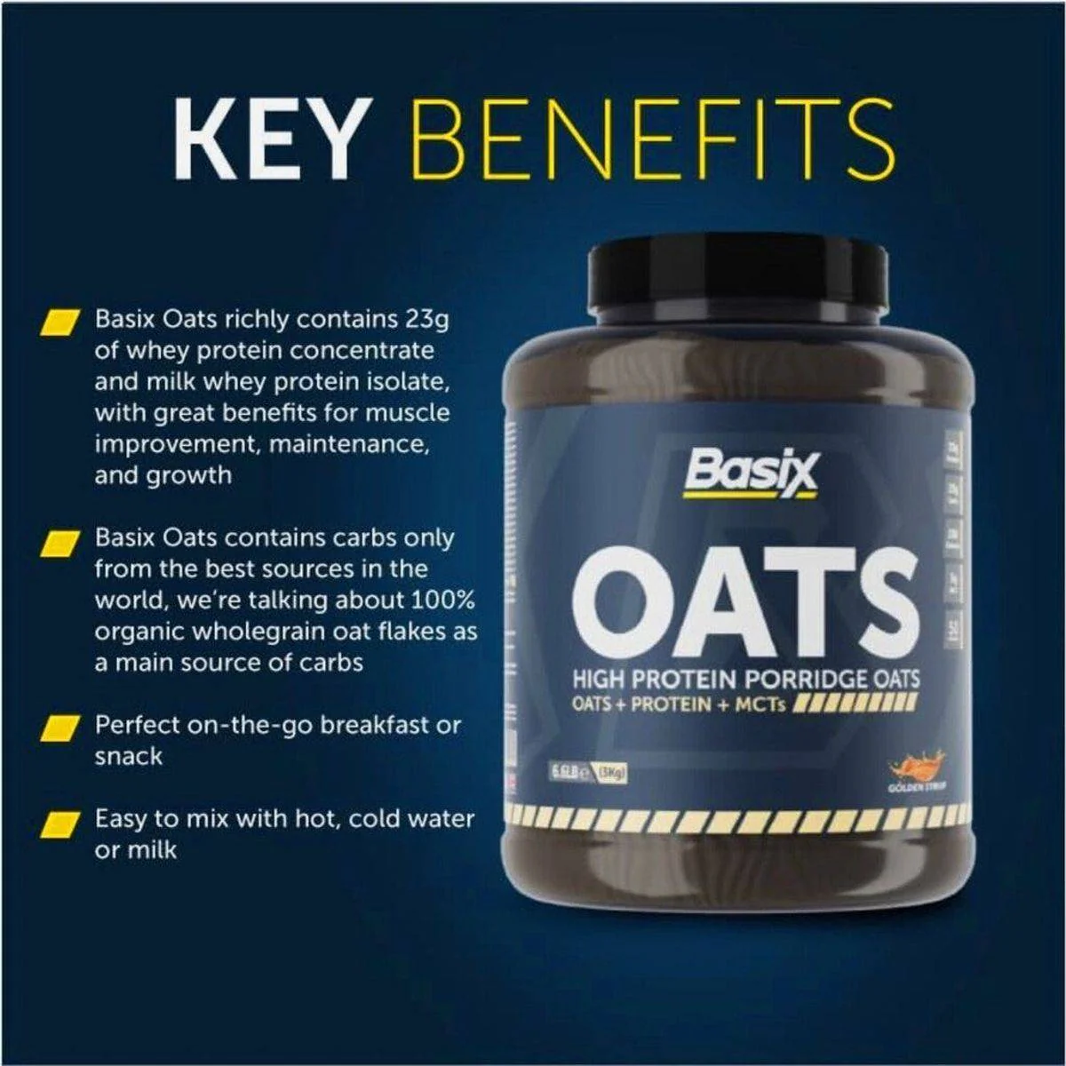 Basix High Protein Porridge Oats Golden Syrup 3kg - Image 2