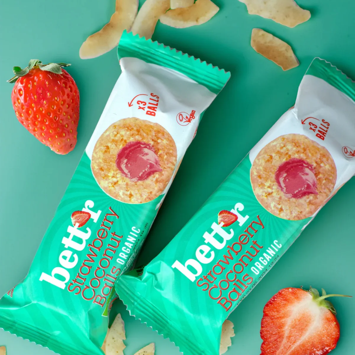 Bett'r Organic Protein Balls Strawberry Coconut 45g - Image 4