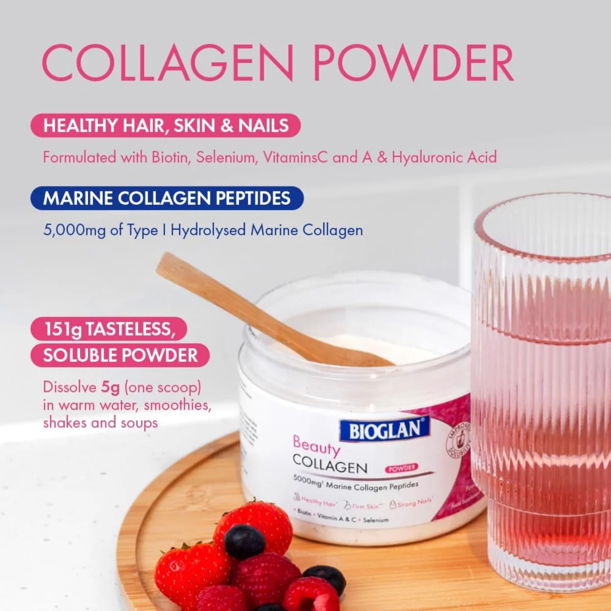 Bioglan Beauty Collagen Powder 5000mg 151g - Image 2