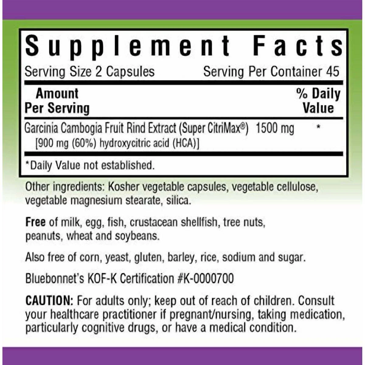 Bluebonnet Garcinia Cambogia 1500mg 90 Capsules - Image 2