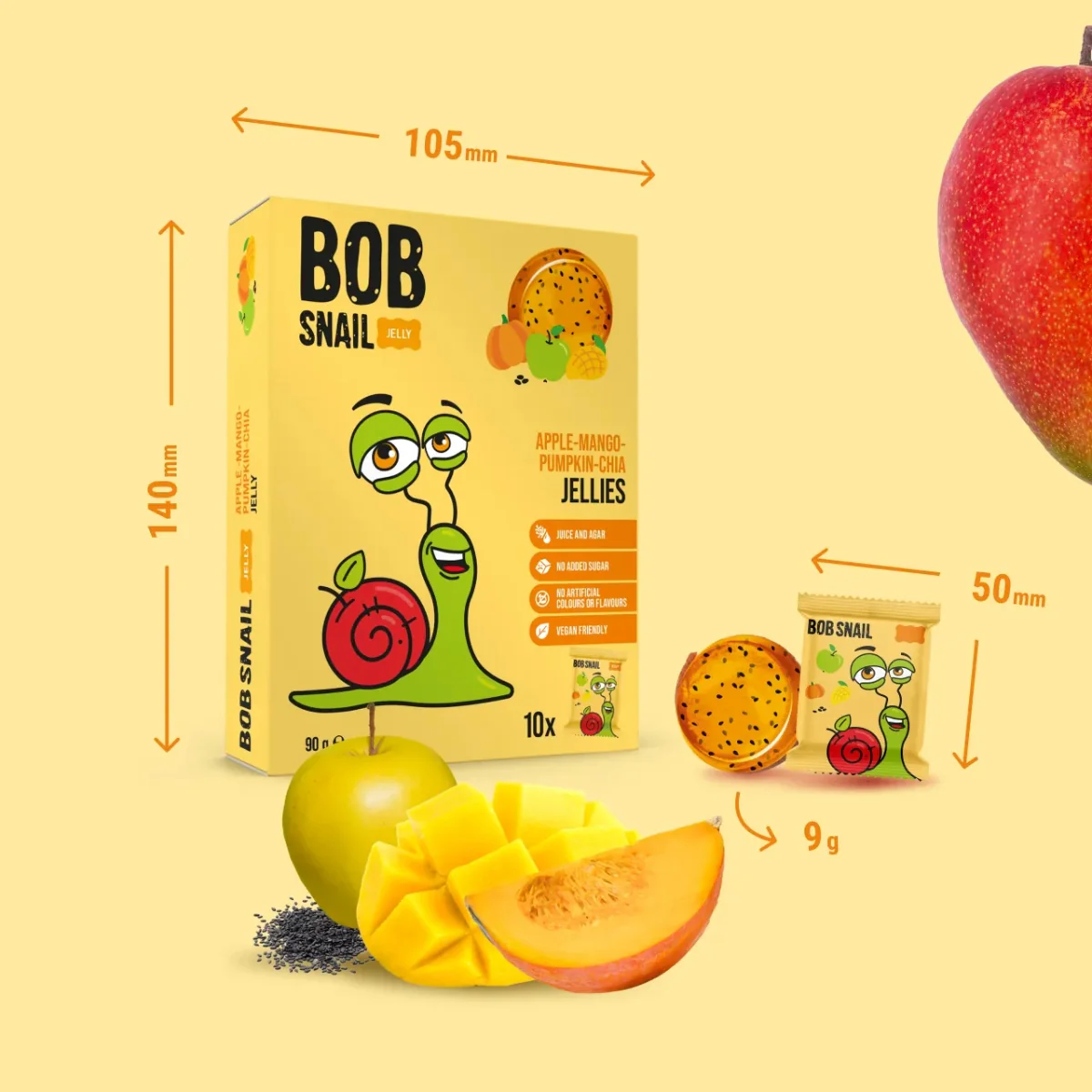 Bob Snail Fruit Jellies Apple Mango Pumpkin Chia 90g - Image 8