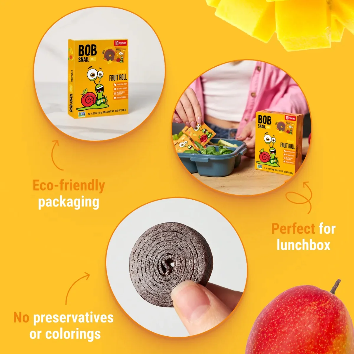 Bob Snail Fruit Rolls Mango 100g - Image 4