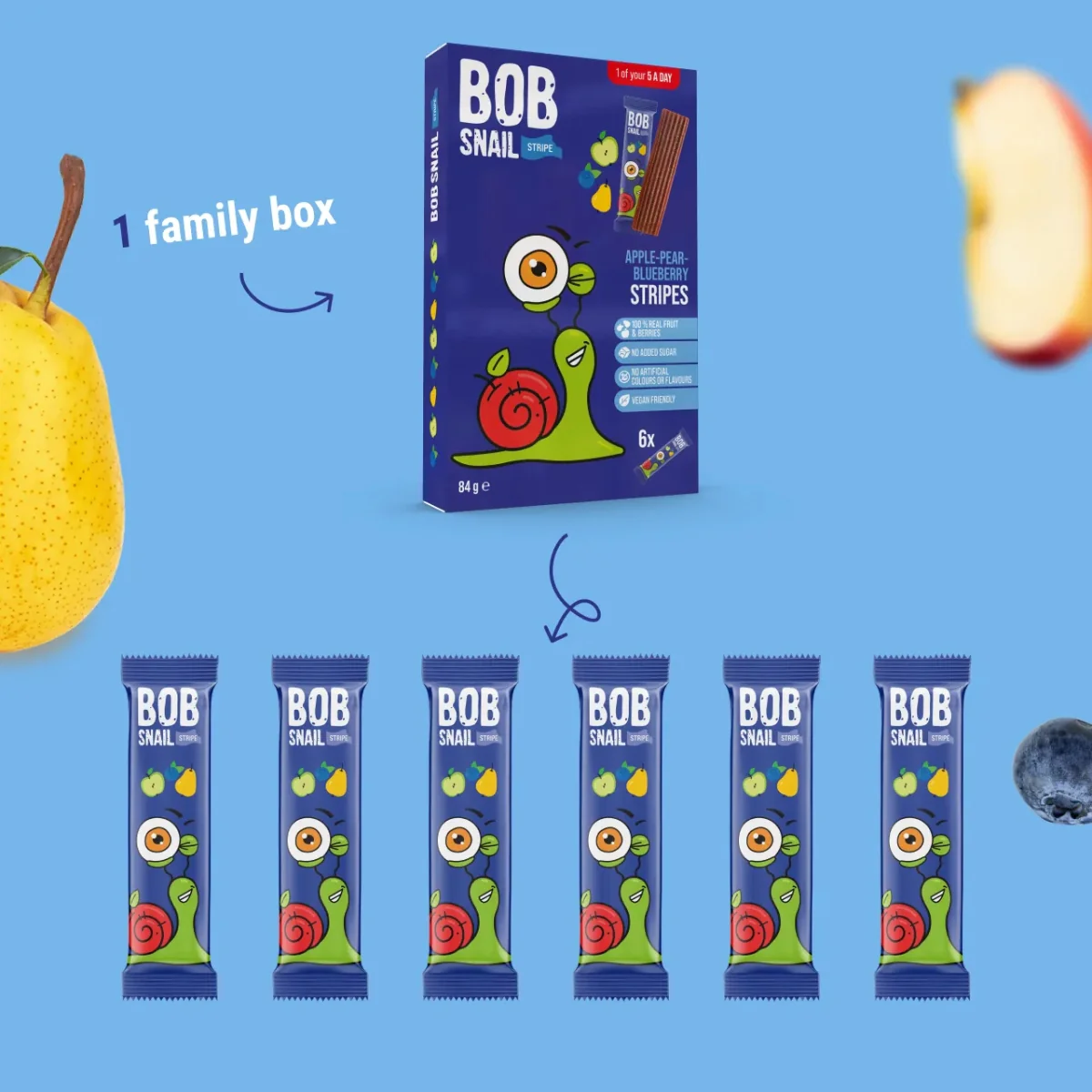 Bob Snail Stripes Apple Pear Blueberry 6 x 14g - Image 5