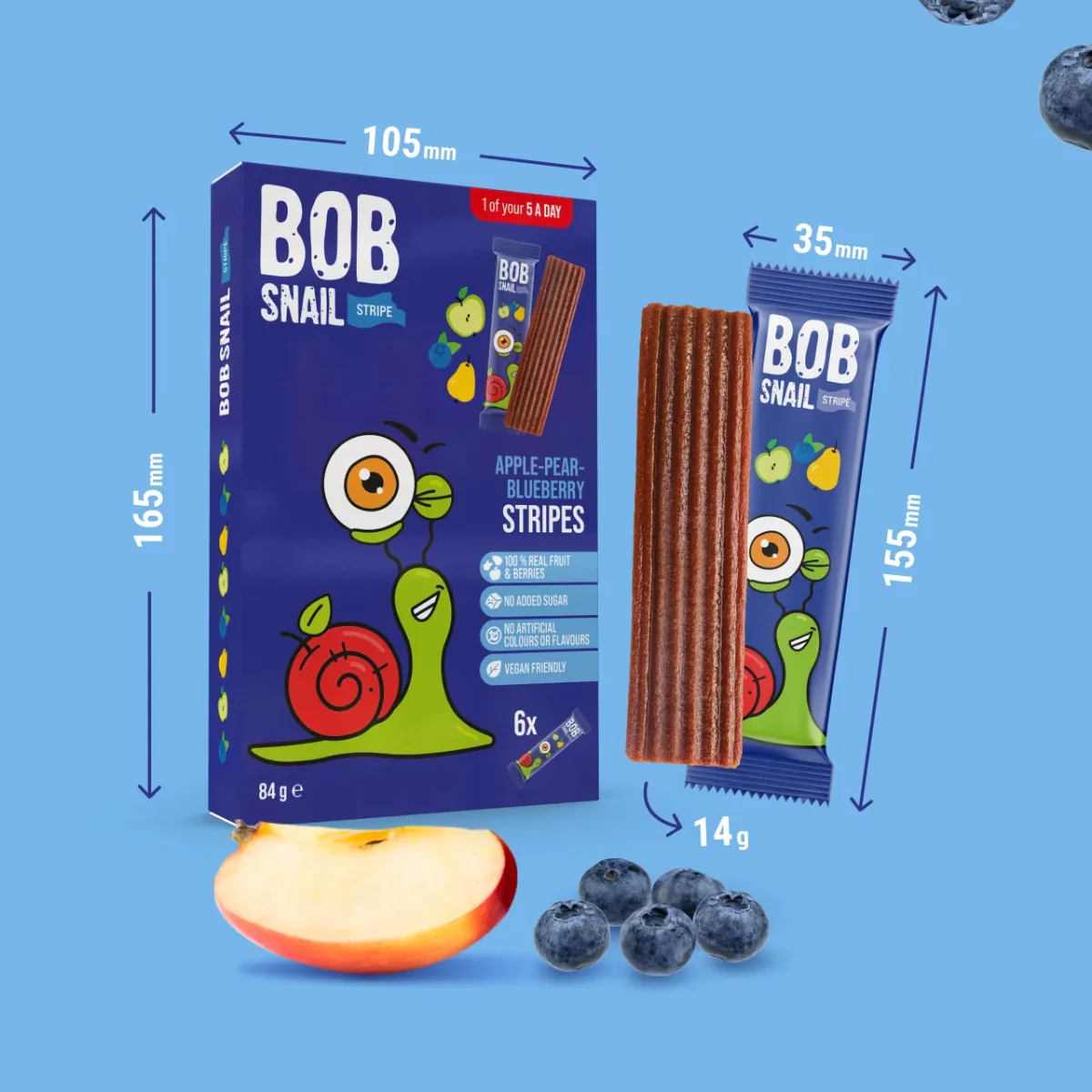 Bob Snail Stripes Apple Pear Blueberry 6 x 14g - Image 6