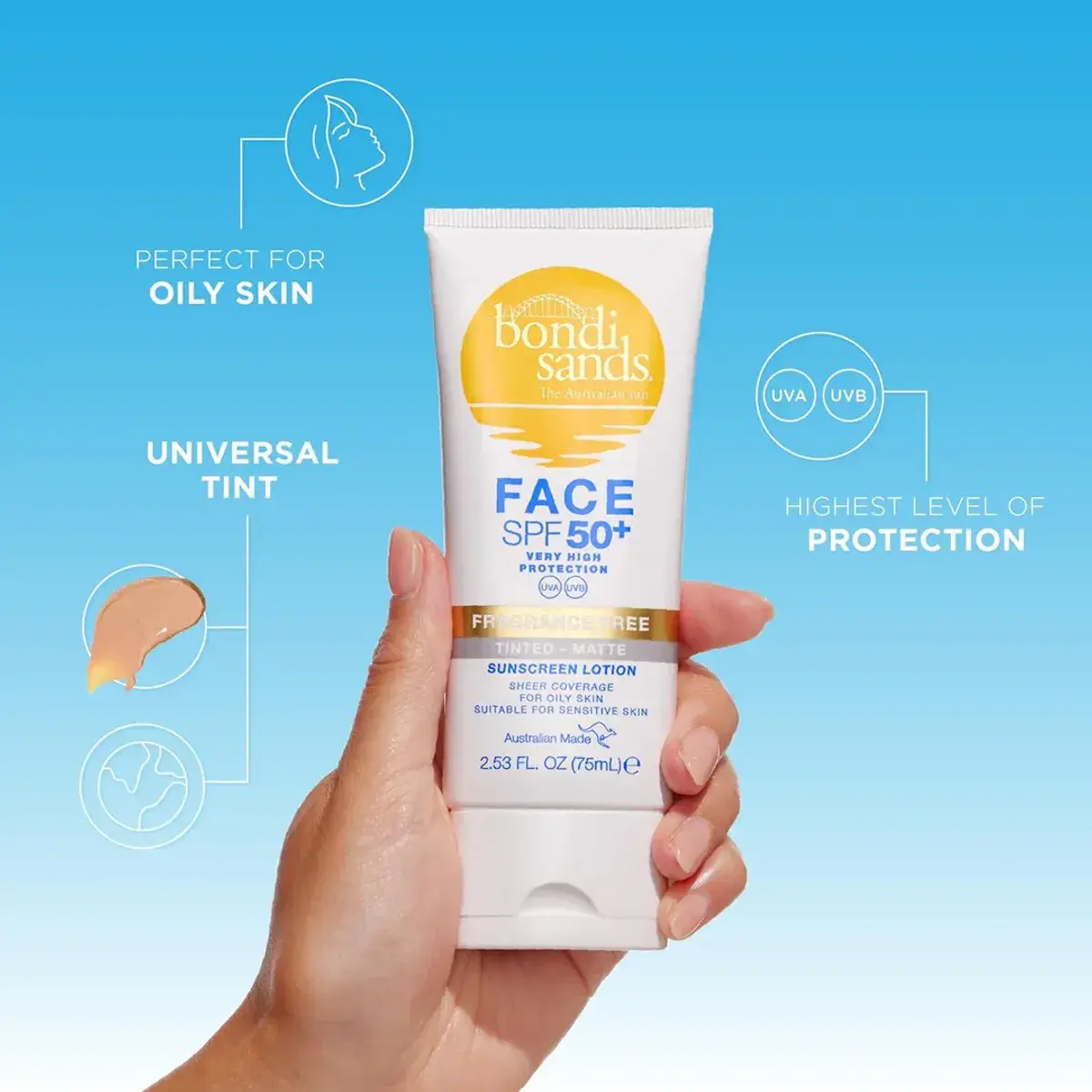 Bondi Sands Face SPF50+ Fragrance Free Tinted Matte 75ml - Image 2
