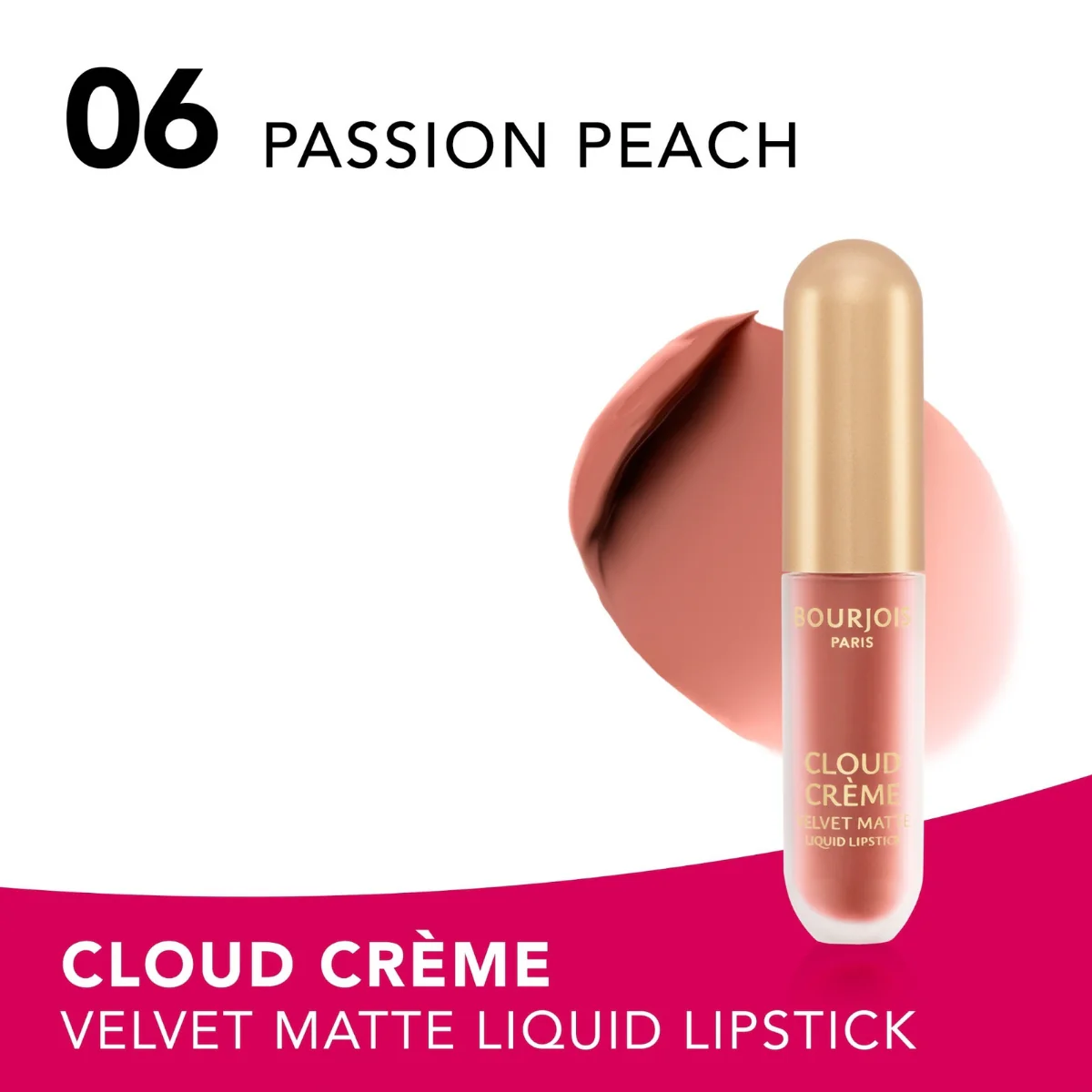 Bourjois Cloud Creme Velvet Matte Liquid Lipstick 06 Passion Peach 3.1ml - Image 2