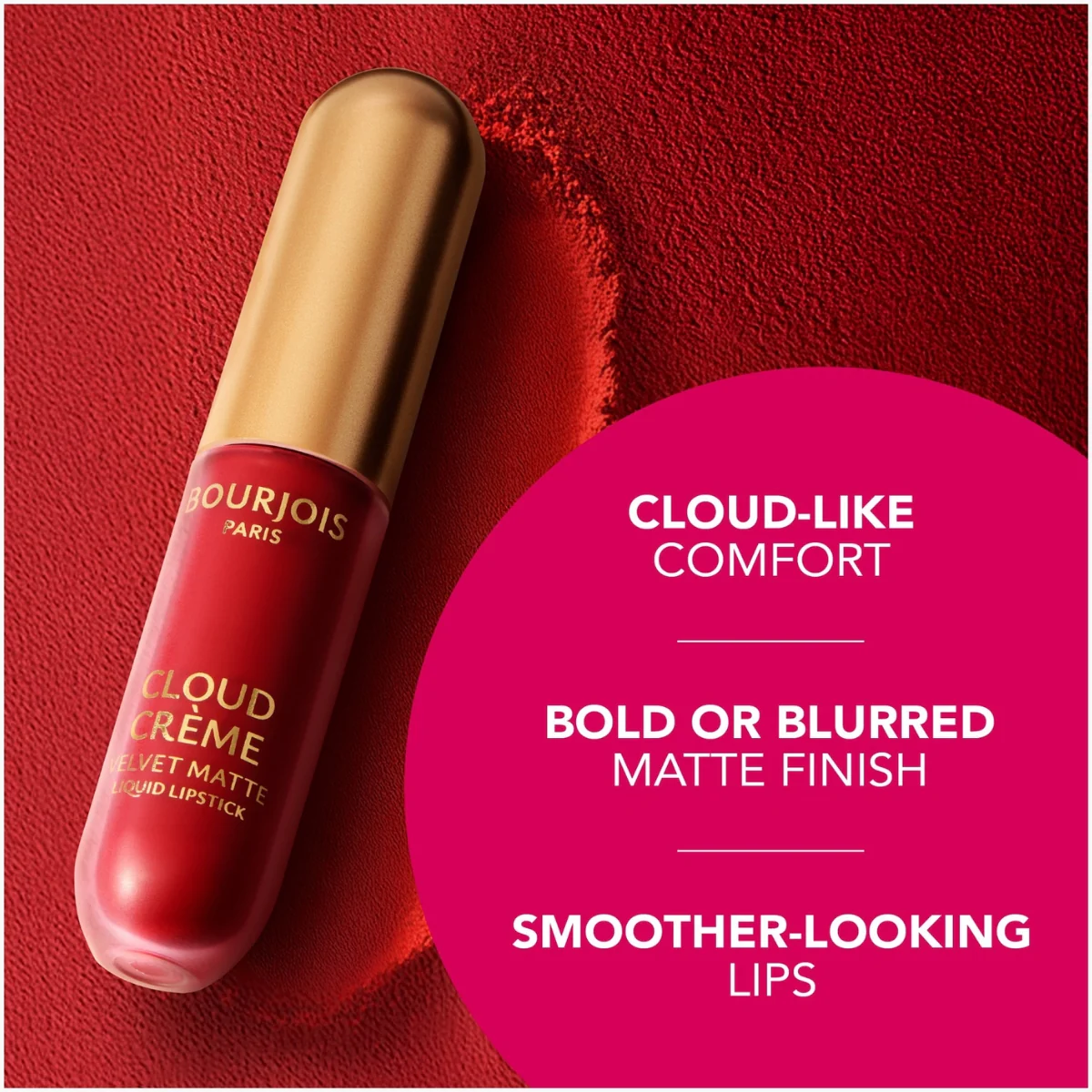 Bourjois Cloud Creme Velvet Matte Liquid Lipstick 08 Chérie Cherry 3.1ml - Image 6