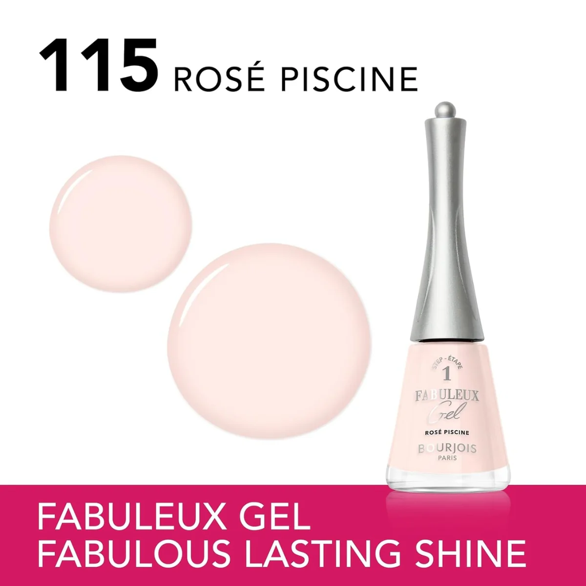 Bourjois Fabuleux Gel Nail Polish 115 Rose Piscine 9ml - Image 3