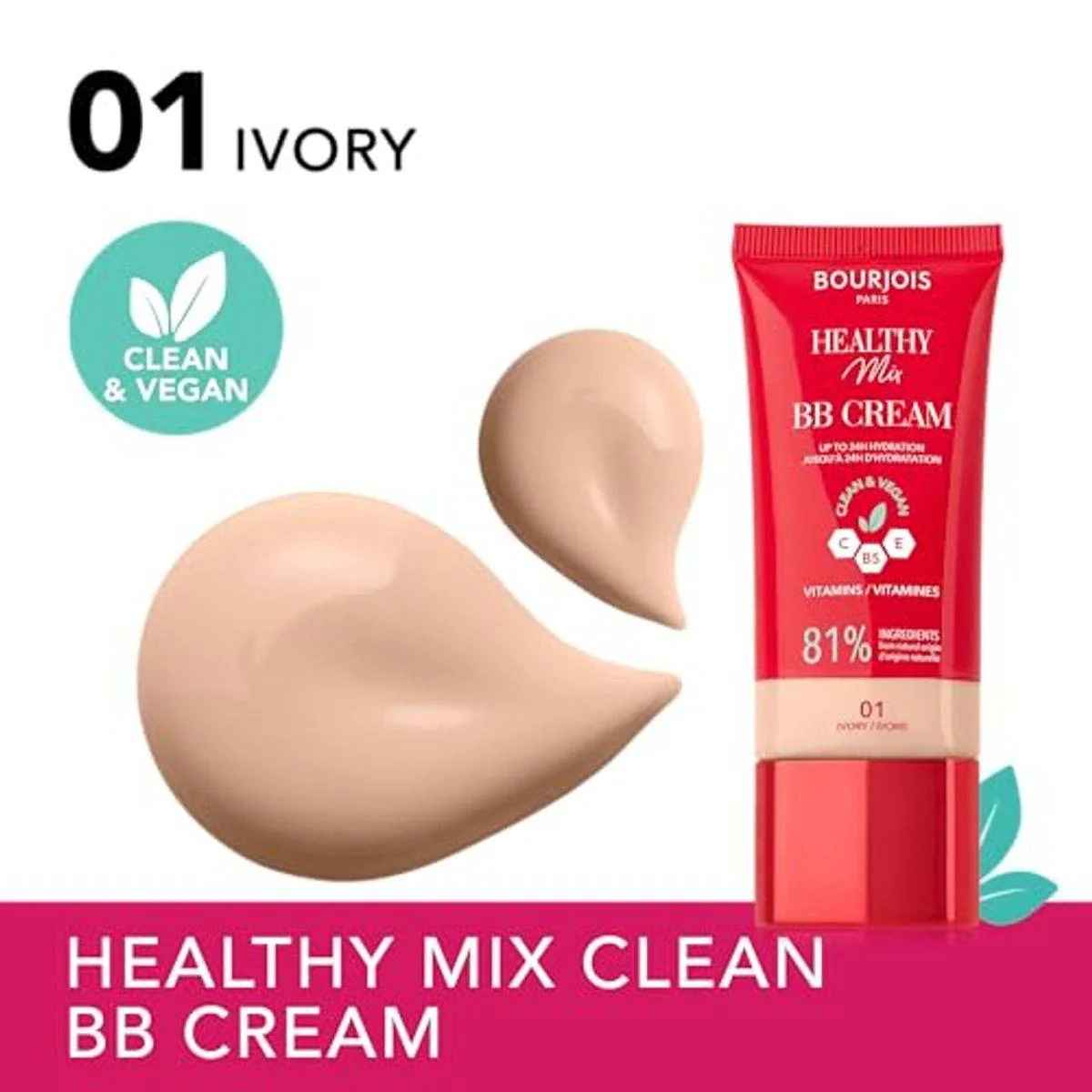 Bourjois Healthy Mix Clean BB Cream 01 Ivory 30ml - Image 4