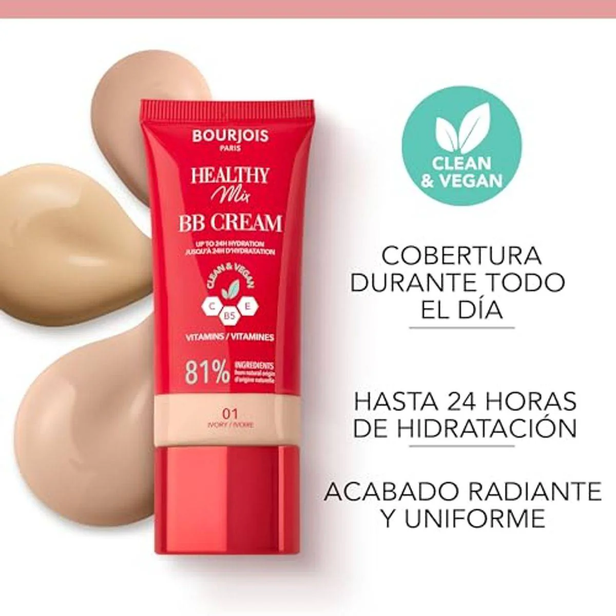 Bourjois Healthy Mix Clean BB Cream 01 Ivory 30ml - Image 5