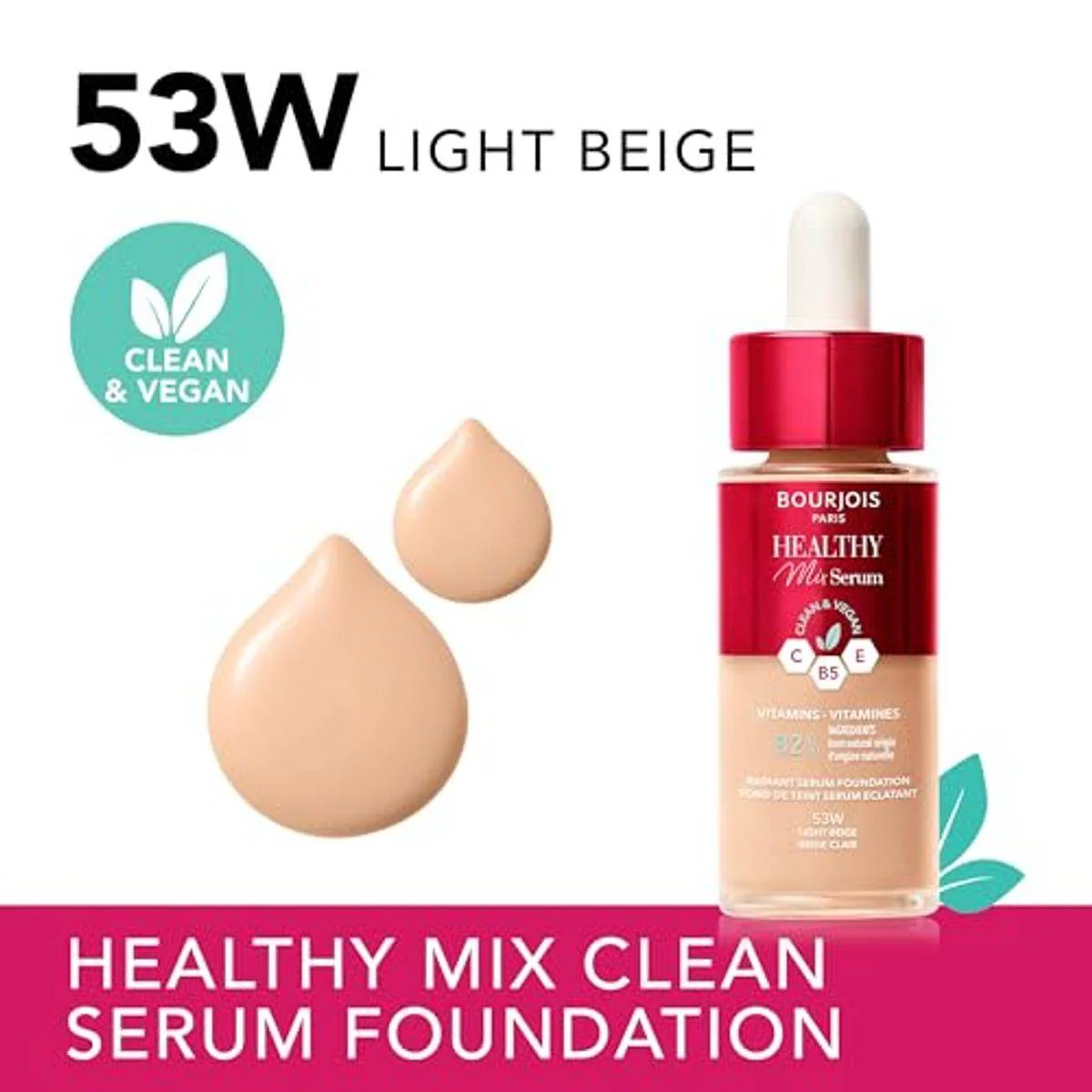 Bourjois Healthy Mix Serum Foundation 53 Light Beige 30ml - Image 3