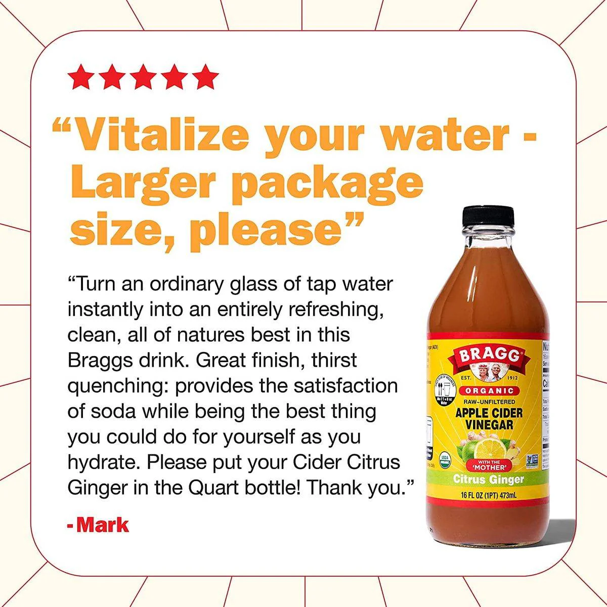 Braggs Organic Apple Cider Vinegar Citrus Ginger 473ml - Image 4