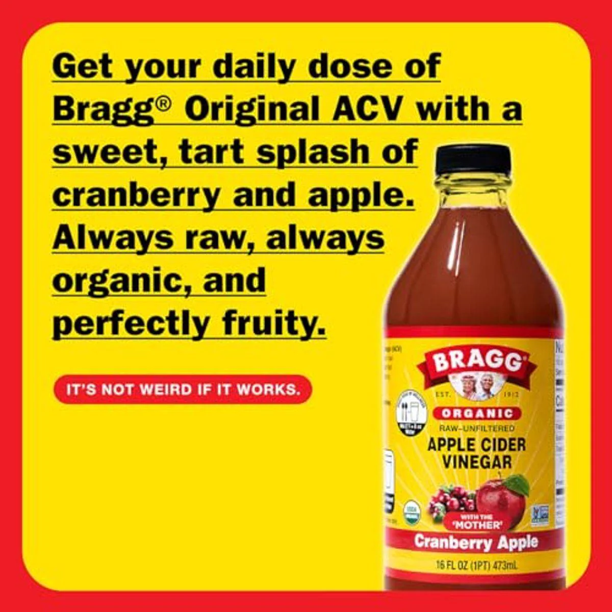 Braggs Organic Apple Cider Vinegar Cranberry Apple 473ml - Image 5