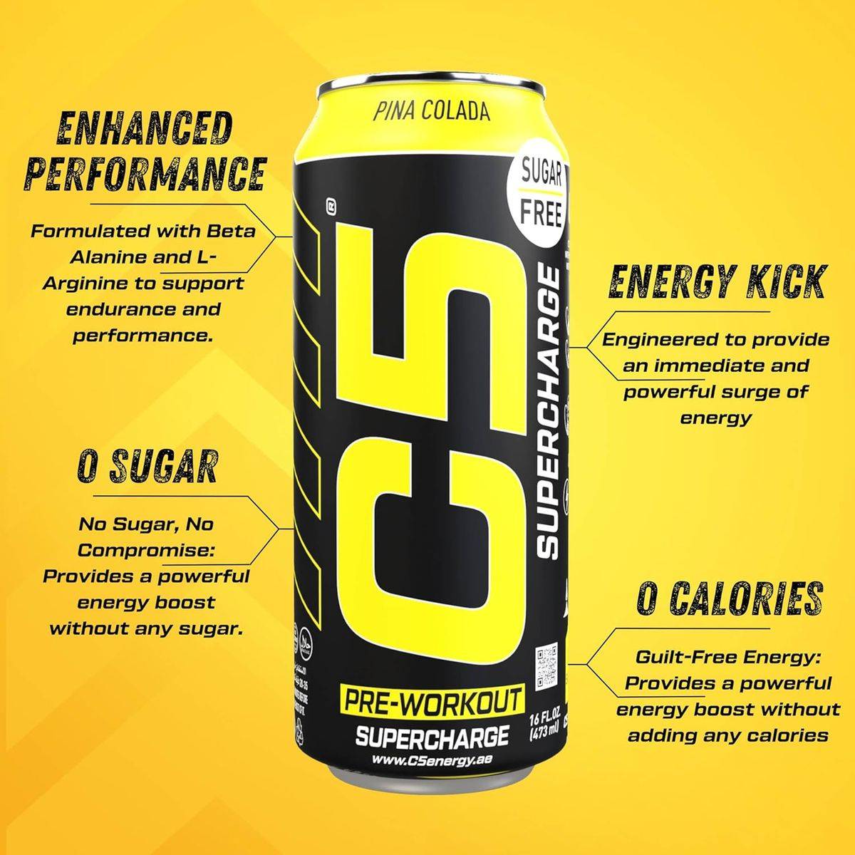 C5 Pre Workout Ready to Drink Supercharge Pina Colada 473ml - Image 3