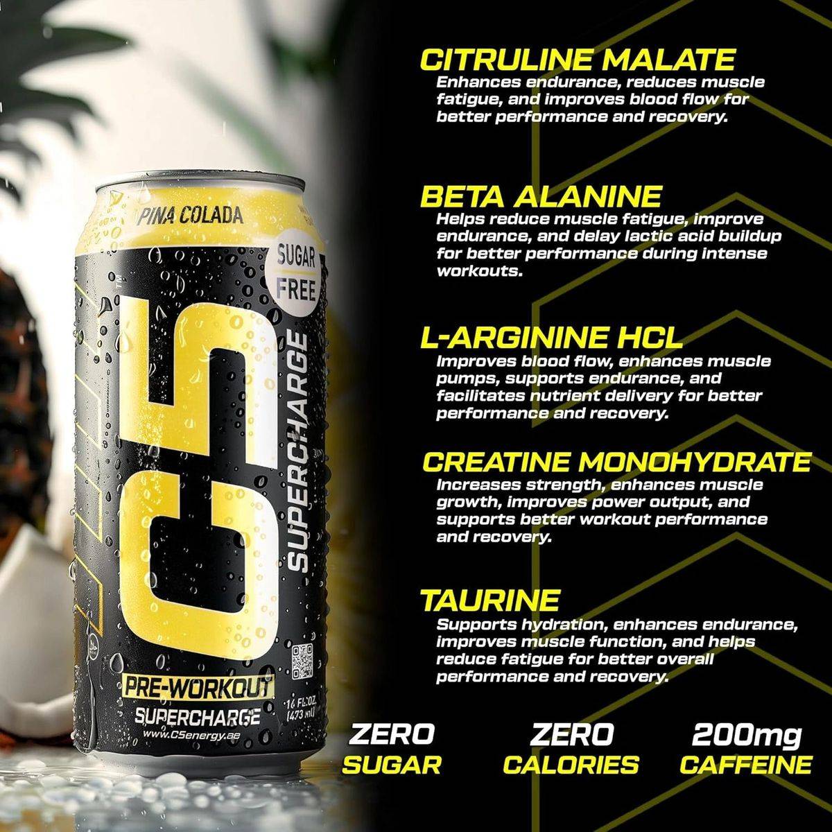 C5 Pre Workout Ready to Drink Supercharge Pina Colada 473ml - Image 6