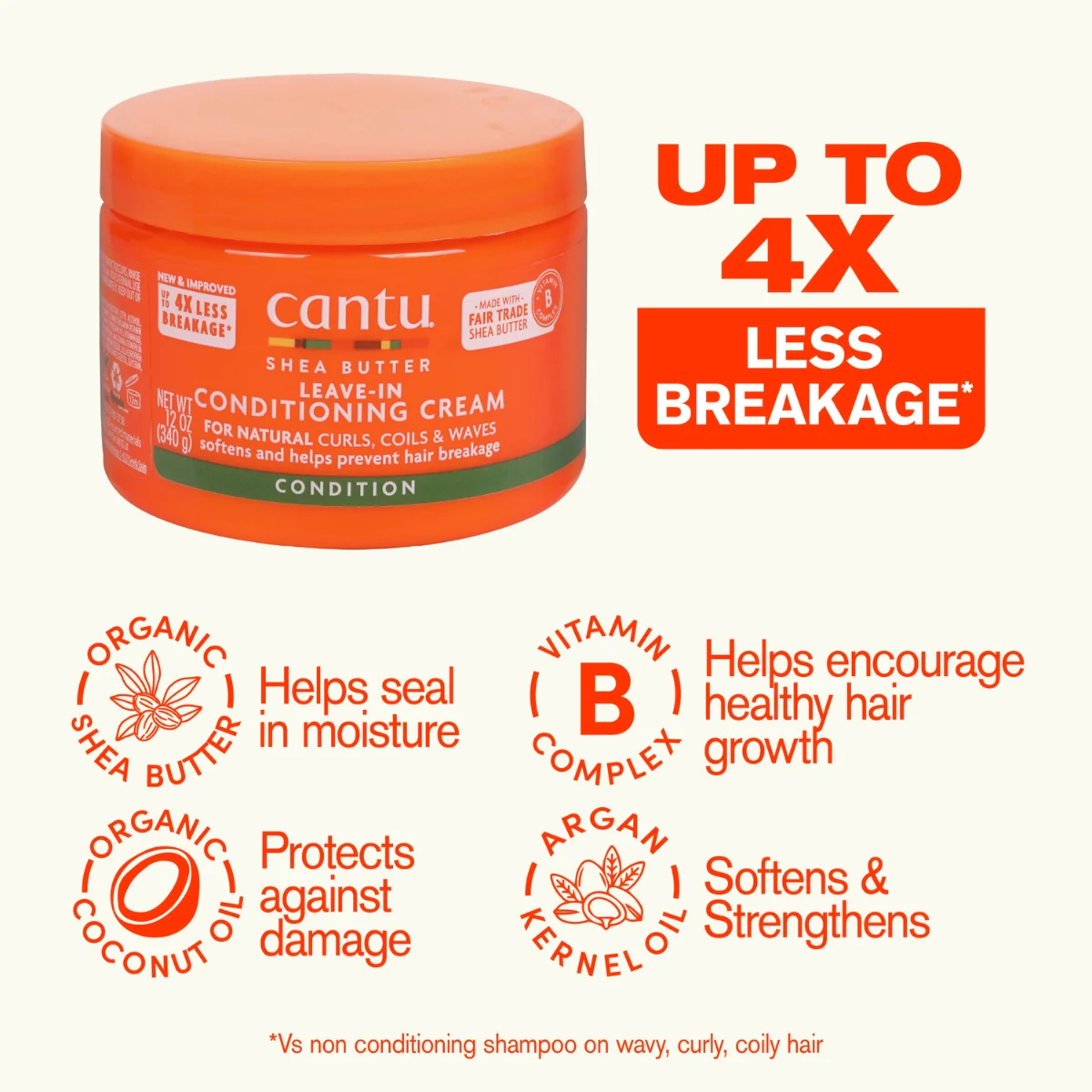 Cantu Shea Butter Leave In Conditioning Cream 340g - Image 5