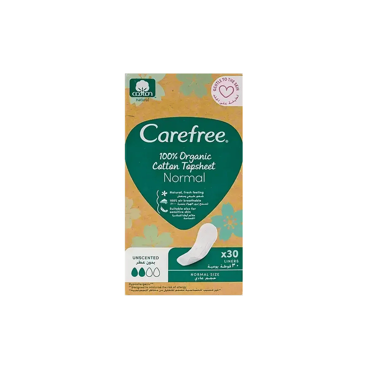 Carefree Daily Panty Liners Cotton Unscented 30 Pieces