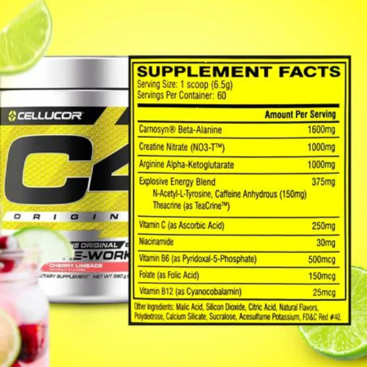 Cellucor C4 Original Pre Workout Powder Cherry Limeade 60 Serves 360g - Image 2