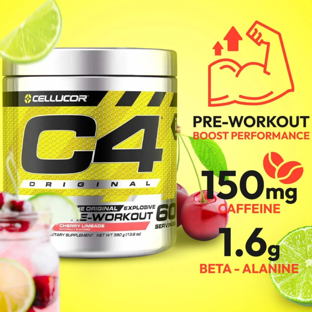 Cellucor C4 Original Pre Workout Powder Cherry Limeade 60 Serves 360g - Image 3