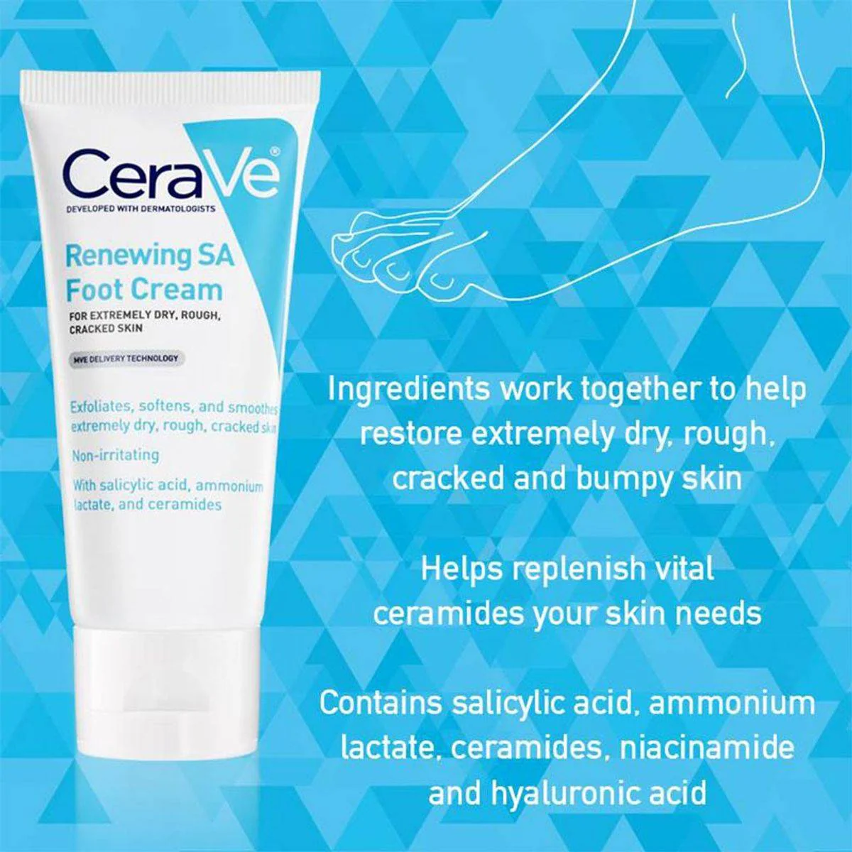 CeraVe SA Renewing Foot Cream 88ml - Image 3
